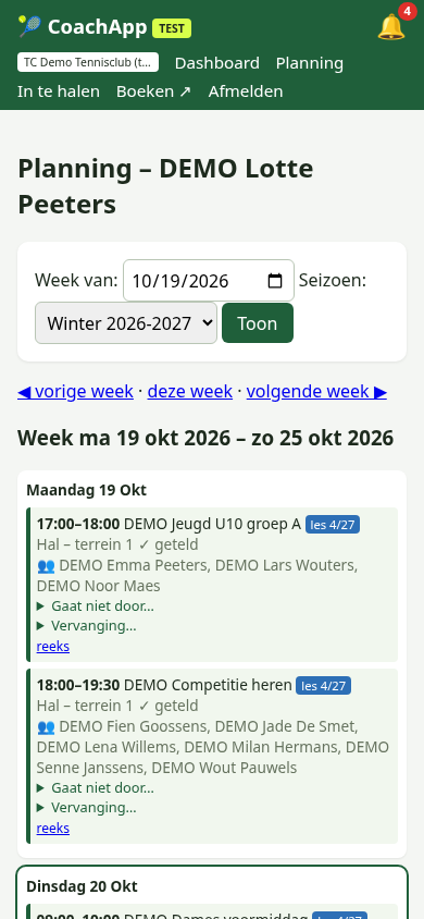 Trainer op gsm: les N van M