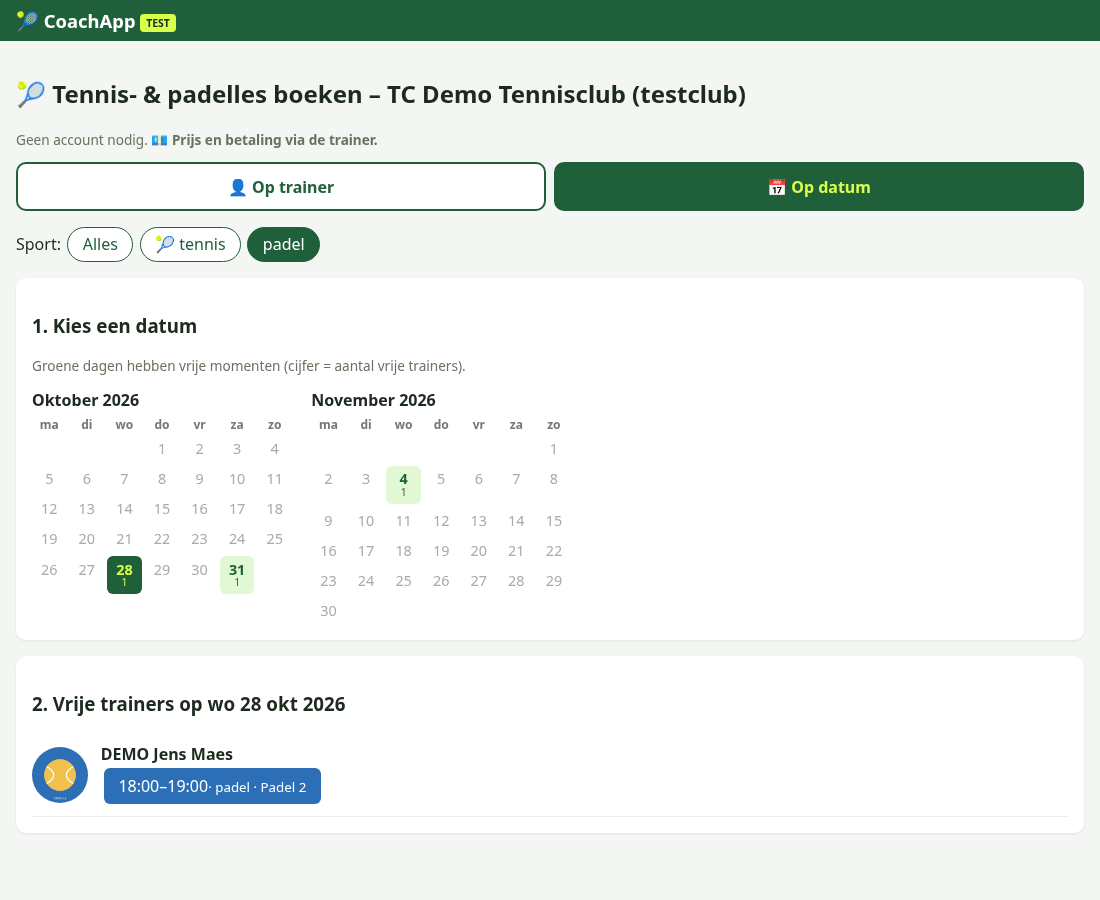 Online boeken op datum